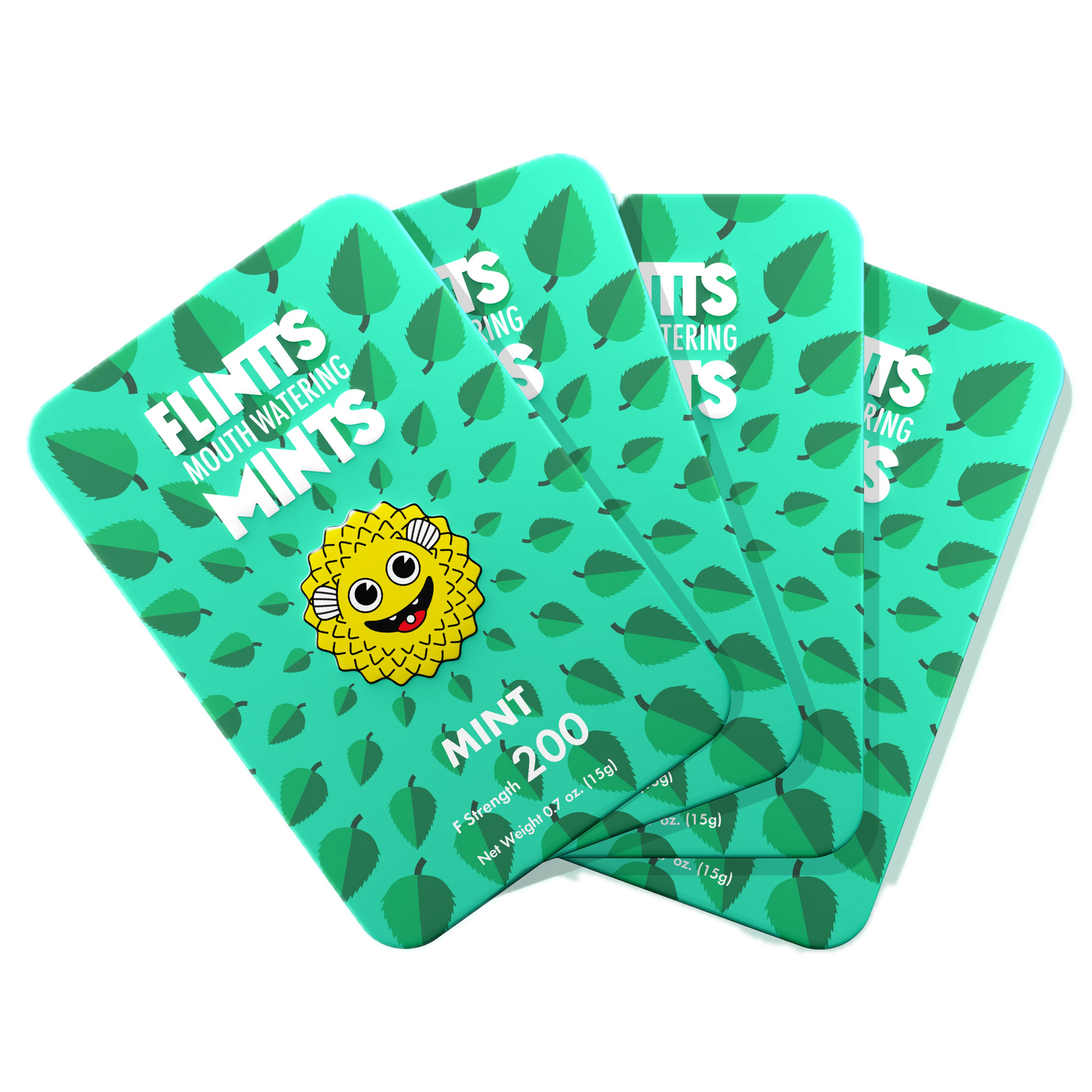 Flintts Mints Mint F200 multiple tins displayed in a fan arrangement